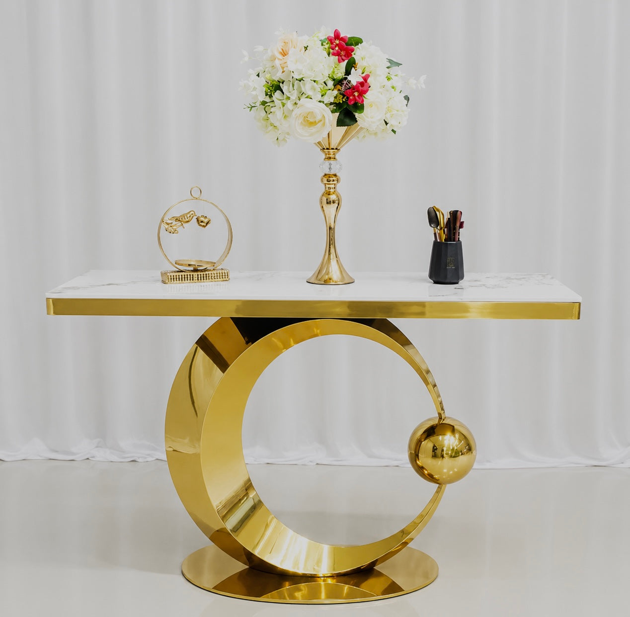 Orion Gold Marble Console Table
